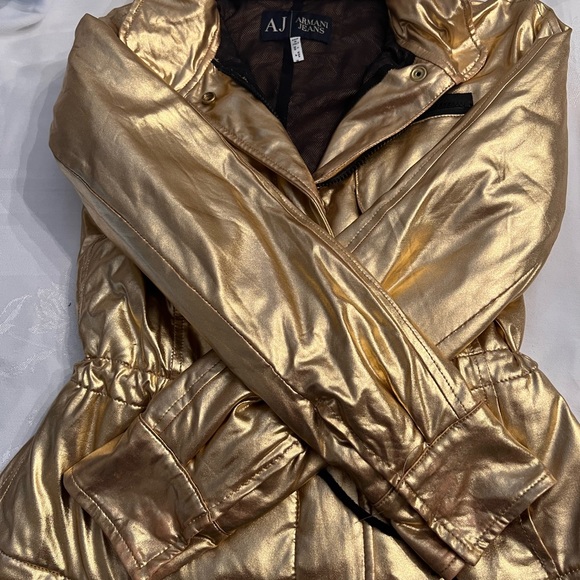 AJ Armani Jeans metallic gold jacket/coat - Picture 4 of 11